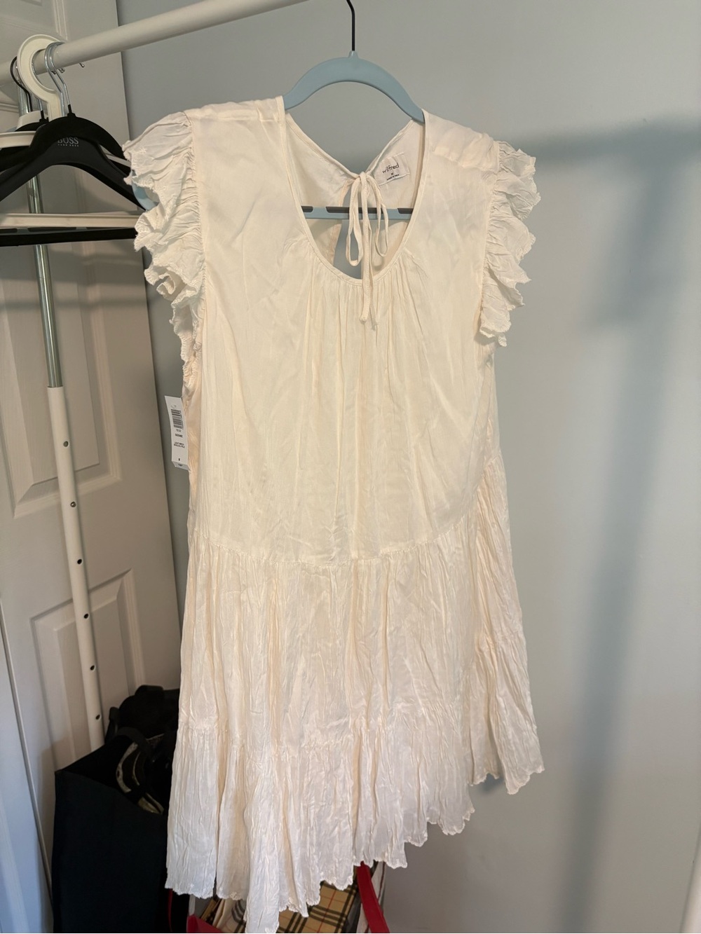 Wilfred Cream Ruffle Sleeve Mini Dress